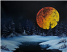 Paining of a Large Harvest Moon in the Middle of the Night