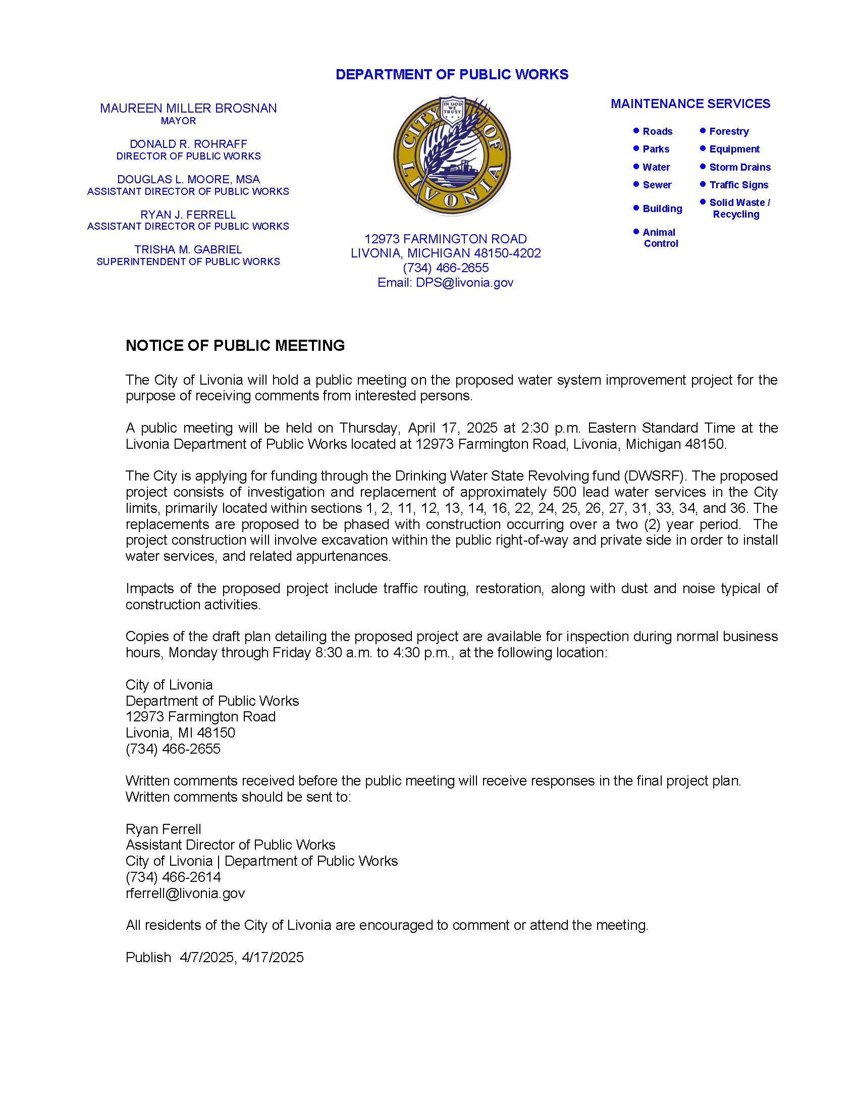 Notice of Public Meeting