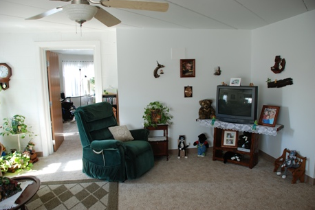 Living room area in a McNamara Towers one bedroom apartment