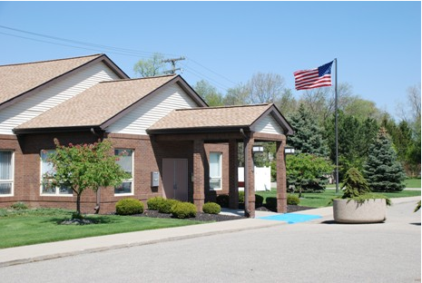 American Flag near building