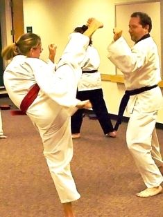 Two People Participating in Karate