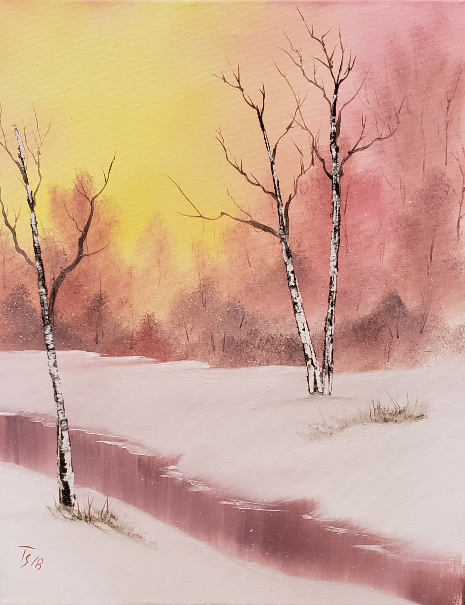 Painting of a Sunrise on a Winter Morning