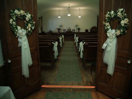 Interior Church Entrance Doors with Two Wreaths on the Door