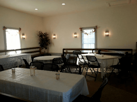 Decorated Tables Inside of the Friends Meeting House